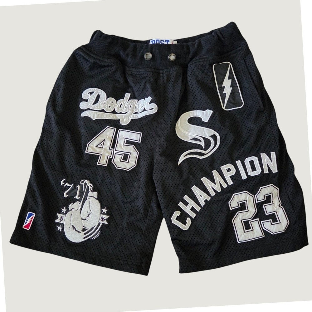 Post Game Mens Mesh Basketball Shorts Black Patchwork GOAT Dodger XL